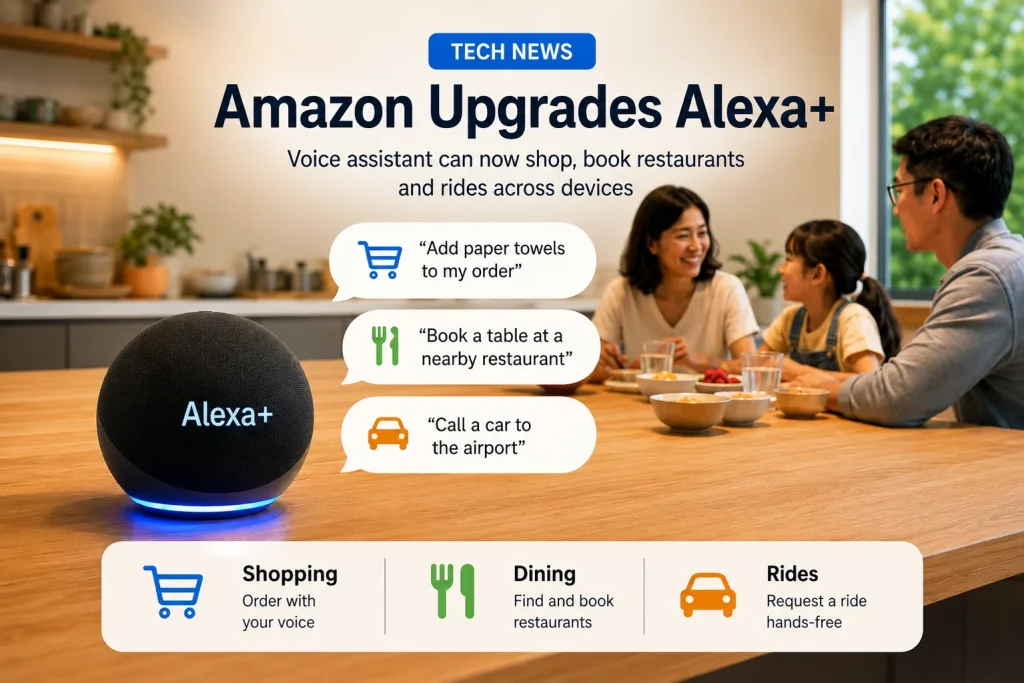 Amazon Upgrades Alexa+ With Shopping, Dining and Ride-Booking Features