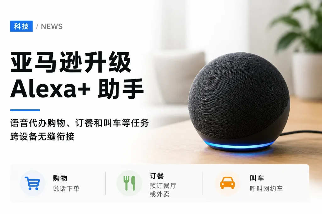 亚马逊升级Alexa+：一句话就能购物、订餐和叫车