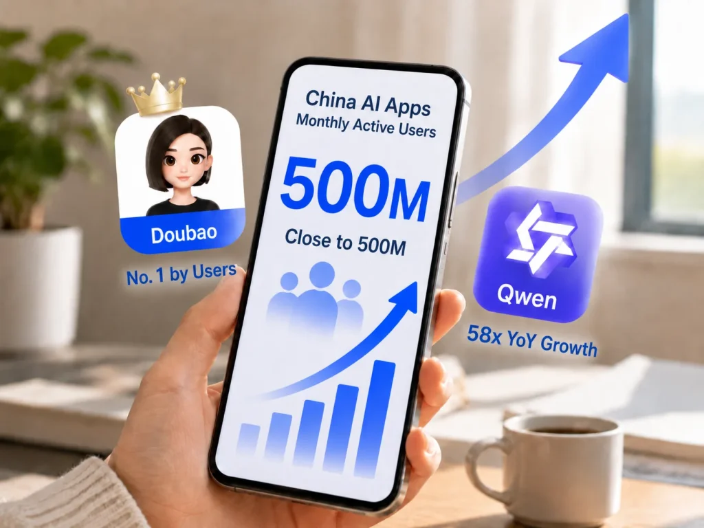 China’s AI App Market Nears 500 Million Users, With Doubao on Top and Qwen Surging