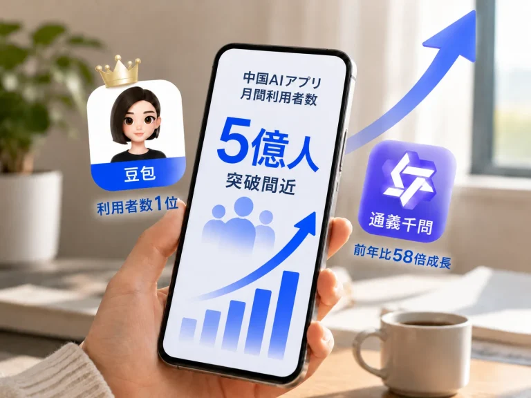 中国AIアプリ利用者5億人目前、豆包が首位維持　通義千問は前年比58倍の急成長