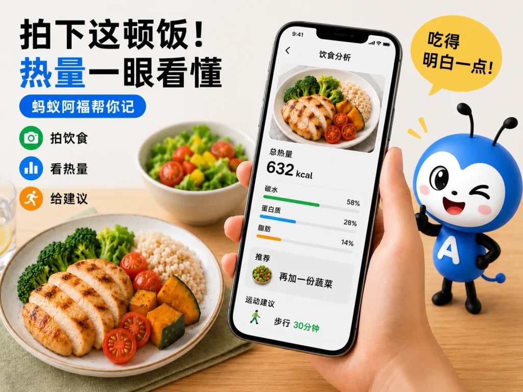 吃饭先拍一张，蚂蚁阿福帮你看看这顿有多“顶”