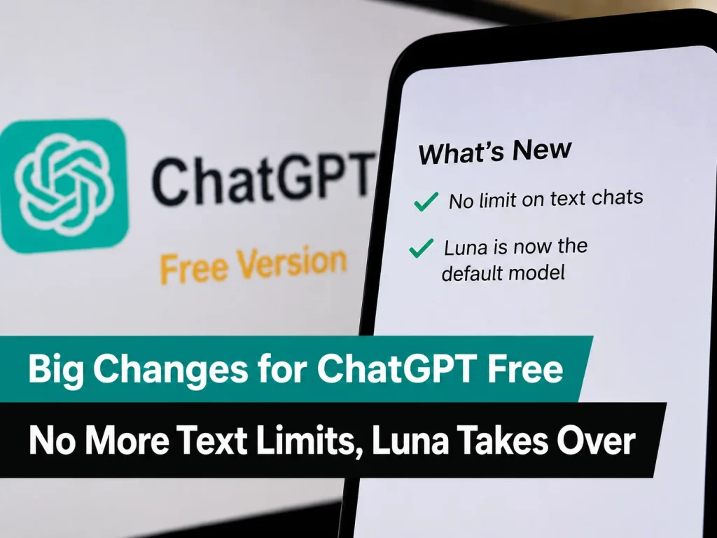 ChatGPT Free Version Removes Text Limits as New Luna Model Becomes Default