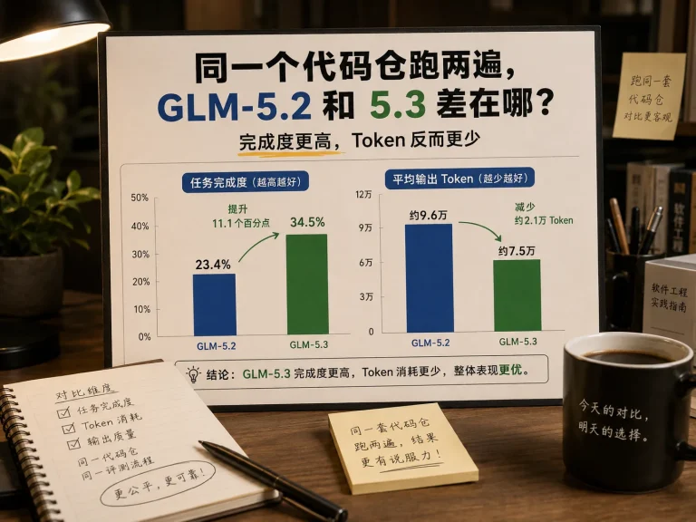 我用同一份代码测了 GLM-5.2 和 5.3，最明显的不是“更聪明”