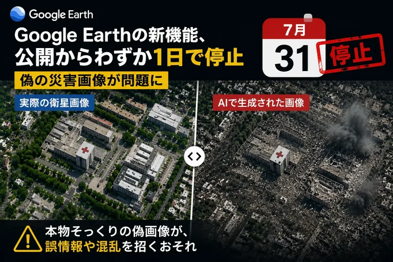 Google Earthの新機能、公開からわずか1日で停止　偽の災害画像が問題に