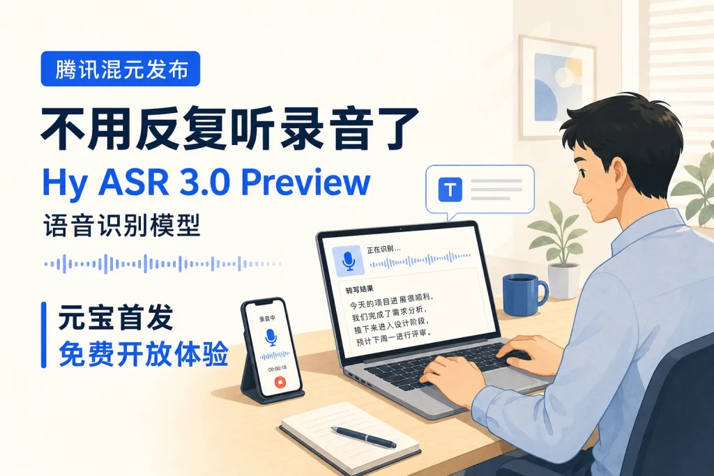 用反复听录音了，腾讯混元新语音识别模型在元宝上线体验