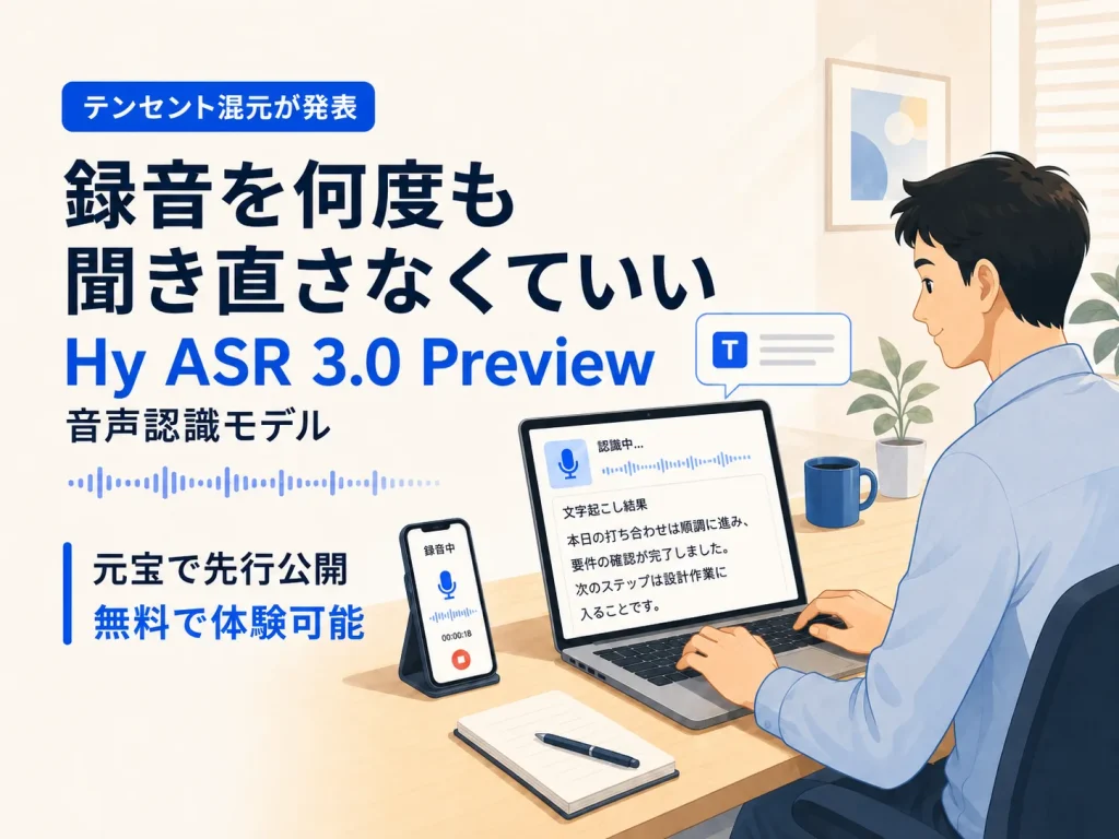 録音を何度も聞き直す必要がなくなる？ Tencent Hunyuanが音声認識モデル「Hy ASR 3.0 Preview」を発表