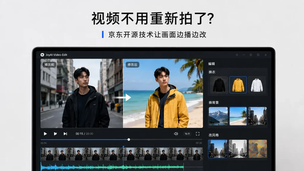 视频不用重新拍了？京东开源技术让画面边播边改