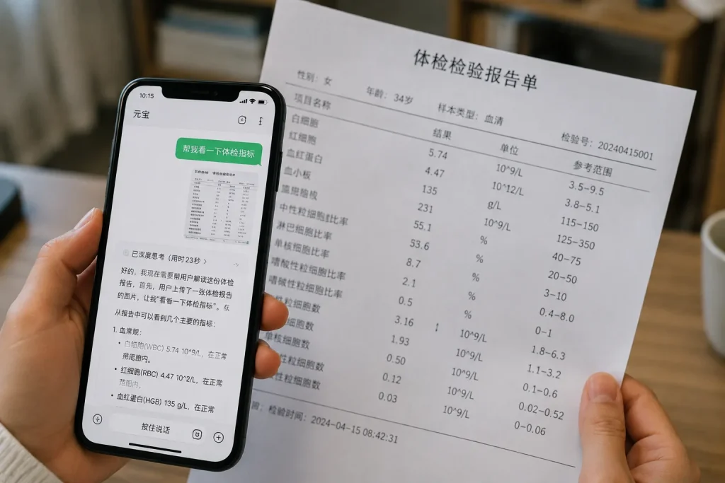 拍张照就能问！腾讯元宝“看图”更聪明了，体检单、坏家电都能帮你看